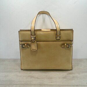 Franklin Covey Classic Cream Leather Structured Leather Briefcase Laptop Bag
